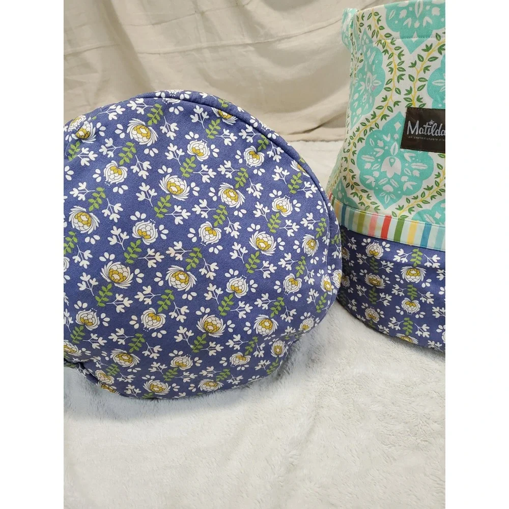 Matilda Jane Mint Green Blue FLoral Daydream Fabric Storage Tote Toy Box Set 2
